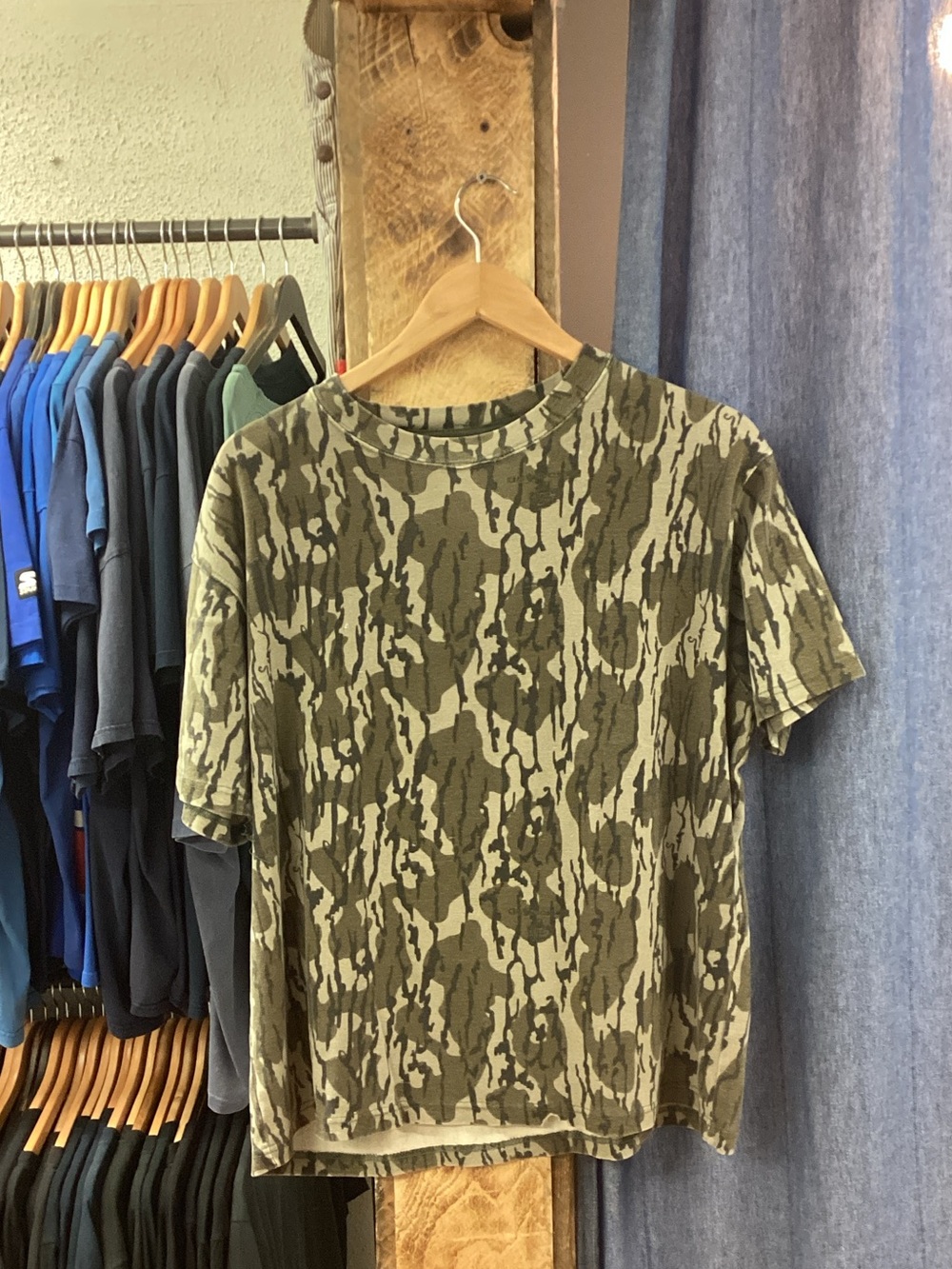 Vintage Bottomland Camo Olive Green T-Shirt